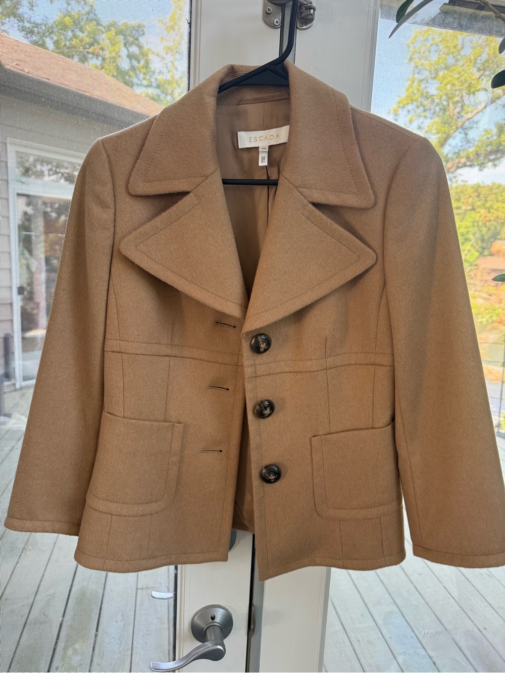 Escada women’s Camel Wool Peacoat Jacket